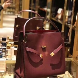 Tory Burch Double Lee Deep Burgundy Tote